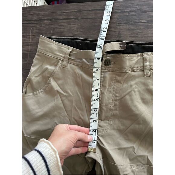PrAna Belted Nylon Stretch Flat Front Straight Cargo Pants Beige Size Smlx32L - Picture 12 of 14